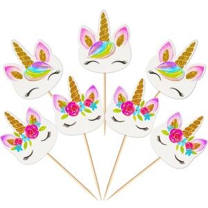 48 Unicorn Cupcake Toppers